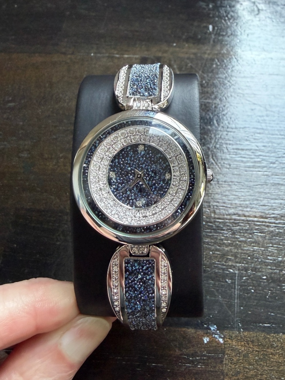 Blue Pave & Clear Crystal Bangle Watch